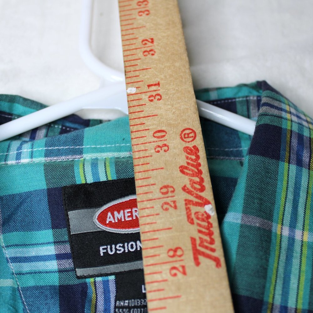 American Fusion Gear Plaid Short Sleeve Button Up Shirt Men's Size L - Picture 7 of 8